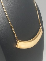 JOMAZ Vintage Gold Tone Crecent design Beige Enamel Bar Necklace