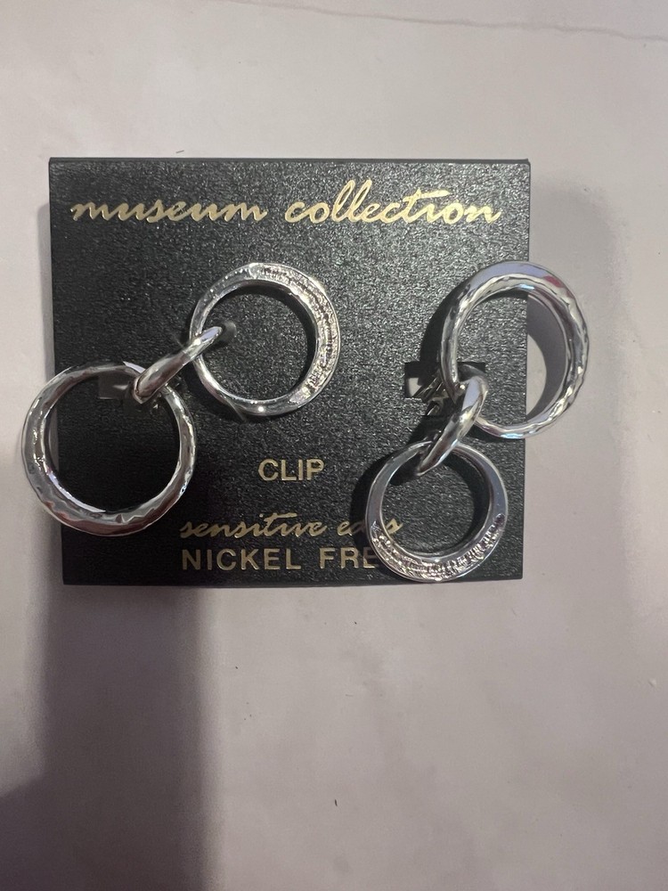 Museum Collection Silver-Tone Double Hoop Clip-On Earrings – Nickel Free