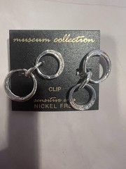 Museum Collection Silver-Tone Double Hoop Clip-On Earrings – Nickel Free