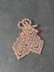 Vintage Signed Kramer New York 2.5″ Pink Blue Rhinestone Brooch See Description