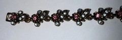 Hollycraft 1950’s Bracelet Multicolor Rhinestones Signed 7.5” Costume Jewelry