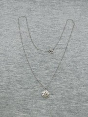 Vtg Silver Tone Flower Pendant 925 Sterling Chain Link Necklace 17.75″