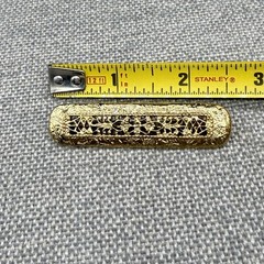 Vintage Brooch Gold Tone Filigree Bar Hearts 2.5 Inches