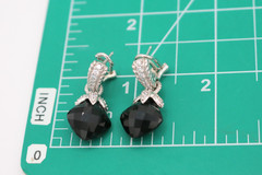 Judith Ripka Sterling Silver 925 Black Onyx Cubic Zirconia Dangle Drop Earrings