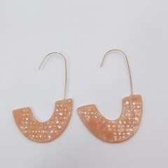 Vintage Boho Chic Geometric Earrings Dangle Lot of 4 Pink White Marbled Resin