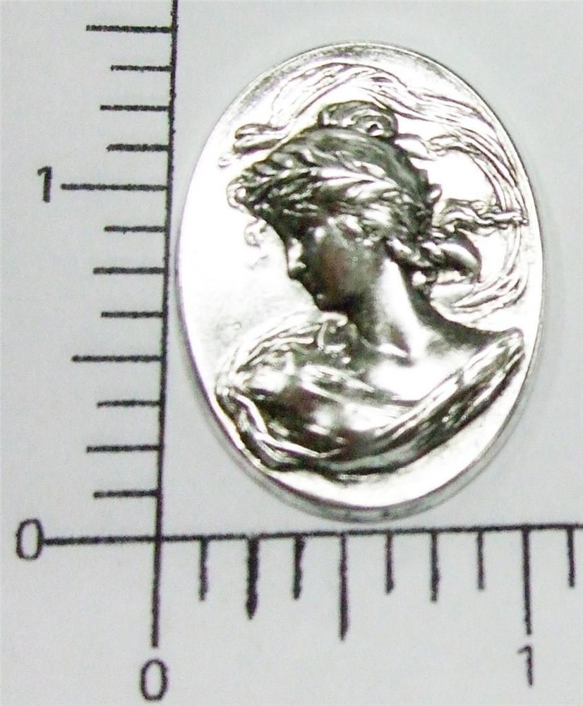 15254 2 Pc Matte Silver Oxidized Victorian Woman’s Head Jewelry Finding