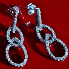 14k white gold earrings 0.45ct natural diamond 1.12″ teardrop dangle 3.54g N3777