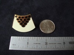 Vintage Retro Abstract Fan Cloisonne Black & White Enamel Gold Tone Scarf Clip