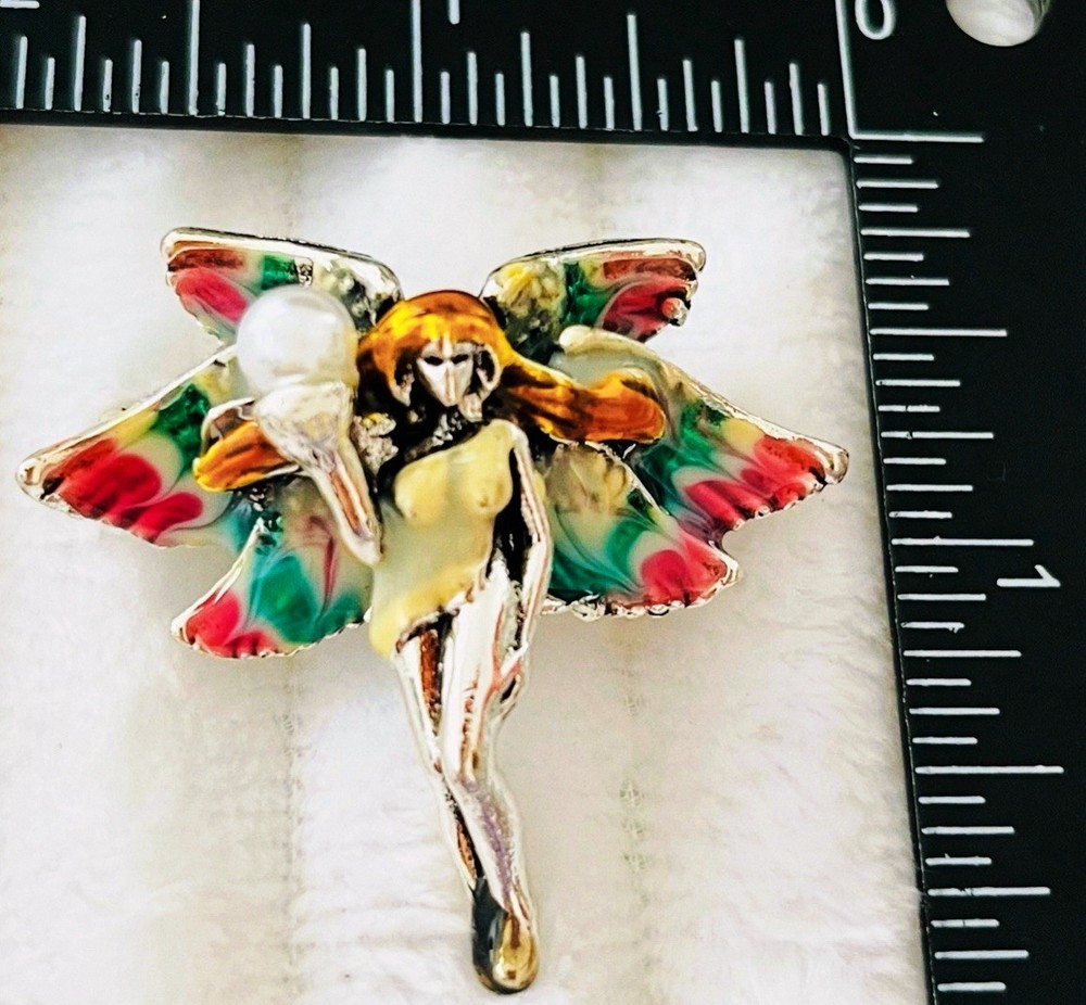Vintage Style Fairy Angel Brooch Pin Colorful Enamel Wings