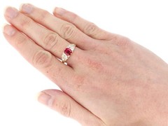 1.00Ct Burmese Ruby and 0.80Ct Diamond 18k Yellow Gold Dress Ring Circa 1930