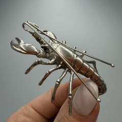 Vintage Italian 800 Silver Lobster Figurine Miniature Collectible Statue