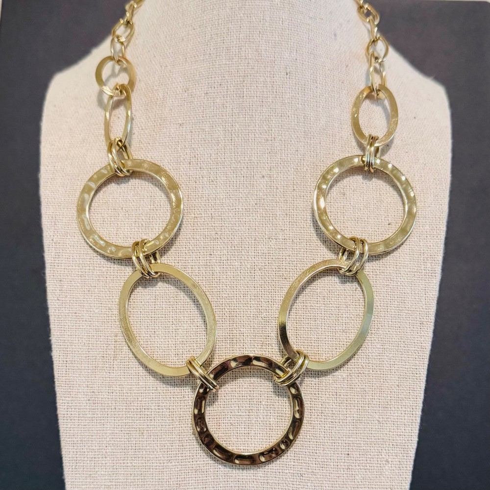 VTG Gold Tone Round Link Chain Lobster Clasp Necklace Size 33-36″ Length