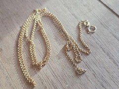 18K Solid Yellow Gold Vintage Necklace Rolo Chain 20.5″