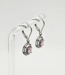 2Ct Art Deco Style Lab Created Pink Topaz Engagement 14K White Gold FN Earrings