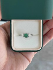 Natural Emerald 2.30 Ct Round Cut Art Deco Vintage Ring 925 Sterling Silver