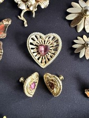 21 -pc Vintage Lot of Rhinestone & Other Brooches and some Matching Earrings