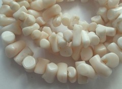 116g 30in VINTAGE ANGEL SKIN CORAL GRADUATED BRANCH BEAD NECKLACE SILVER CLASP