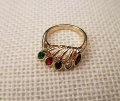 Vintage Multi-Color Stone Fashion Ring, 18KT Gold Plate Size 7, Designer LIND