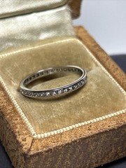 Art Deco Platinum Single Cut Diamond Eternity Wedding Band Ring