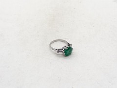 Vintage 1940s $10,000 3.50ct Round Colombian Emerald Diamond Platinum Ring