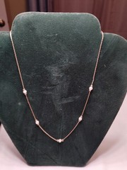 Vintage 1/20 14K Gold Filled Floating Pearl Station Necklace 2g Tin Cup Chain