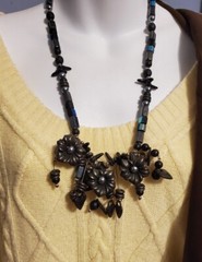 Vintage Roxsann Chunky Charm Necklace 1980s Designer Floral Multitone EXCELLENT