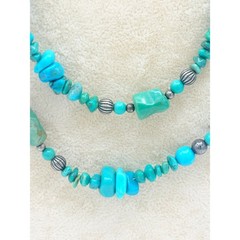 Early 2000s Carolyn Pollack Relios Turquoise Nugget Necklace – 35″ Long Strand
