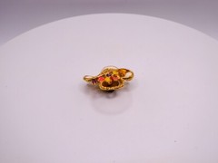 Flower Basket Brooch Pin Enamel Rinestone Gold Toned Vintage Retro 1.5 Inches