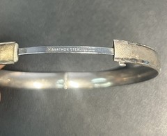 Vintage Sterling Silver Marathon Etched Bangle Bracelet 7.5” 12g