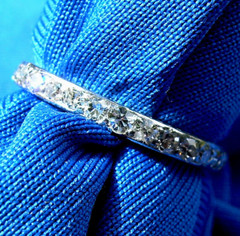 Original EARTH MINED DIAMOND Wedding Band Deco PLATINUM Eternity Ring Size 6.25
