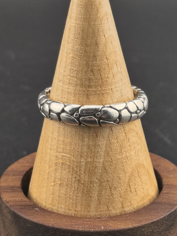 Vintage 925 Sterling Silver Cobblestone Pebble Eternity Band Ring Size 9 4.21g