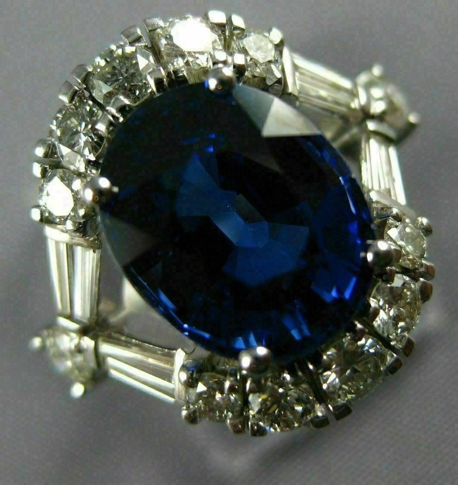 LARGE 5.30CT DIAMOND & AAA SAPPHIRE 18KT WHITE GOLD 3D INFINITY ENGAGEMENT RING