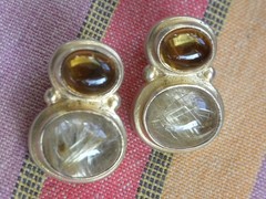 STERLING CITRINE RUTILATED QUARTZ CLIP EARRINGS MARK SPIRITO BERGDORF GOODMAN