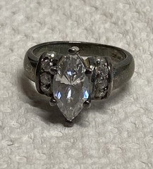 Signed ring, Korea 925 And Other Symbols, Clear Gems Marquis/Round Sz 6