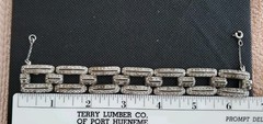 Antique Art Deco Pot Metal Paste Rhodium Plated Bracelet & Safety Chain 1920s