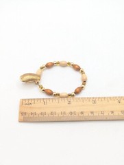 Large Vintage Beaded Hoop Drop Dangle Earrings Stud Pierced Wood Gold Tone Gift
