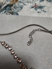Vintage Peach Silver Tone 18 Adjustable Graduated Crystal Necklace w Oval Middl