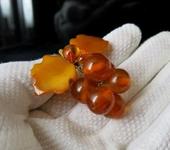 Vintage Baltic Amber Grapes Brooch USSR