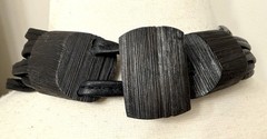 Gerda Lynggaard Monies Black Leather Fringe & Gold Wood Rings Necklace