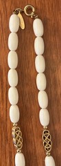 “Direction One” Vintage 26” L Gold & White Acrylic Necklace $22