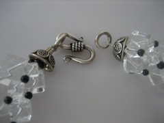 ART DECO VINTAGE ROCK CRYSTAL BEADS SQUARE CUT HOOK CLASP NECKLACE