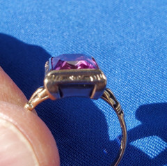 Original Amethyst European Deco Engagement Ring Vintage Solitaire SOLID 10K GOLD