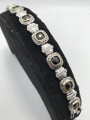 Vintage Renaissance Revival Black Onyx & Pave Cubic Zirconia Bracelet sz 7″
