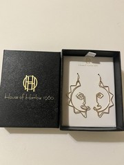 Pair of House of Harlow 1960 Modernist Gold-tone Pierced Earrings New In Box Sun