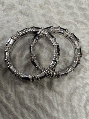 Vintage Black Onyx & Clear Round Brilliant CZ’s Eternity Band Ring Size 8.5