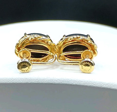 Vintage Sorrento Earrings Screw Back Faux Onyx 12k Gold Filled Filigree .75″