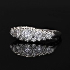 Art Deco Style Round Cut Lab Created Diamond Vintage Engagement 14K Gold FN Ring