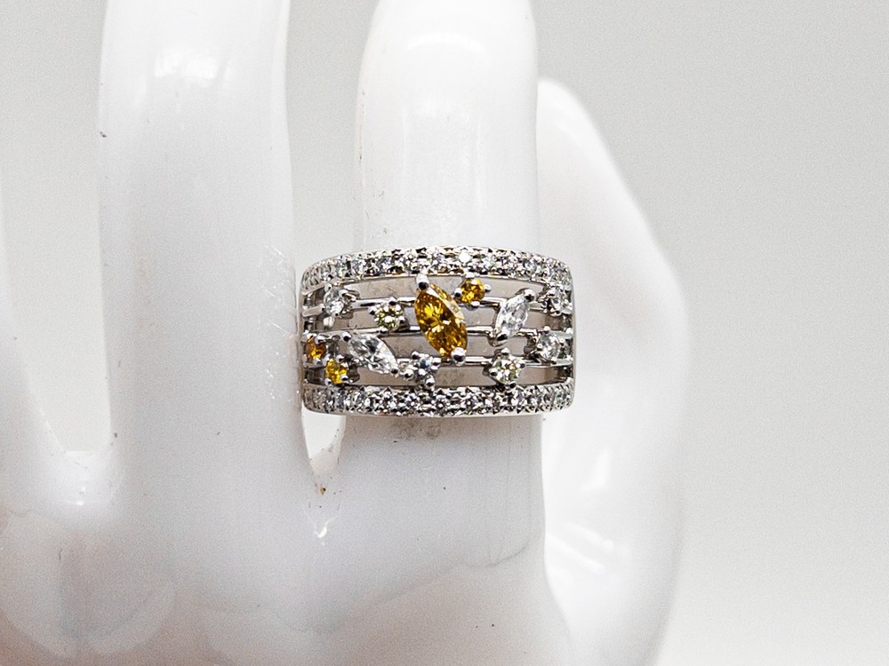 $10000 1ct VS Fancy INTENSE Yellow Diamond Platinum 12mm Band Ring 18g CERTIFIED