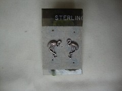 VINTAGE TINY FLAMINGOS STERLING SILVER STAMPED 925 STUD EARRINGS