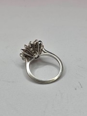 Antique 14K white gold diamond art deco flower ring